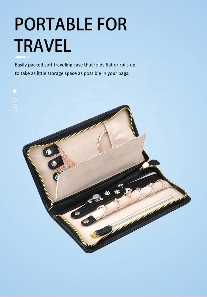 Custom High Quality Lipstick Necklace Jewellery Roll Bag Travel Leather Jewelry Pouch