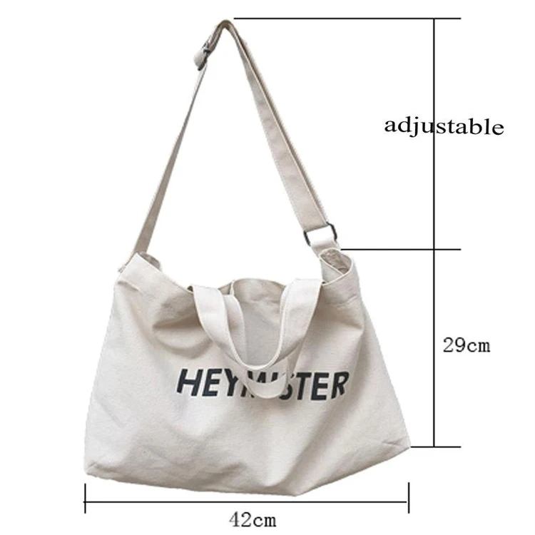 Custom Large Canvas Cross Body Cotton Bag Women Messenger Tote Bags