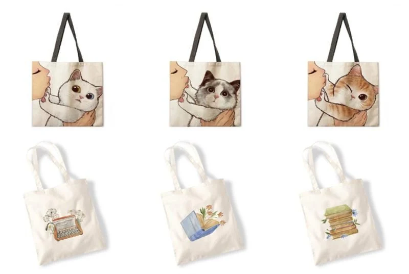 Custom Logo Advertising Full Cotton Color Printing Canvas Tote Bag with Pocket