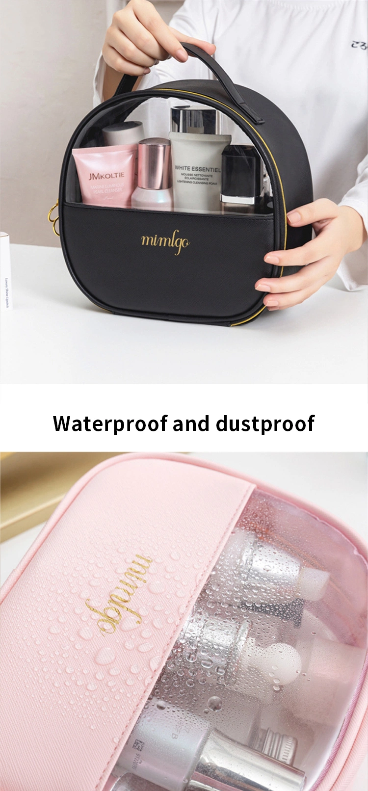 Custom Logo Fashion PVC Plastic Transparent Clear Zipper Travel Wash Toiletry Pouch Makeup Cosmetic Bag