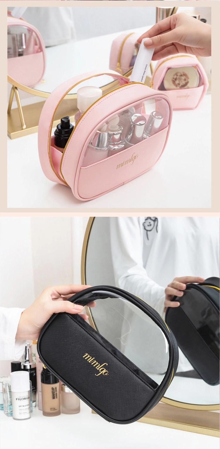 Custom Logo Fashion PVC Plastic Transparent Clear Zipper Travel Wash Toiletry Pouch Makeup Cosmetic Bag