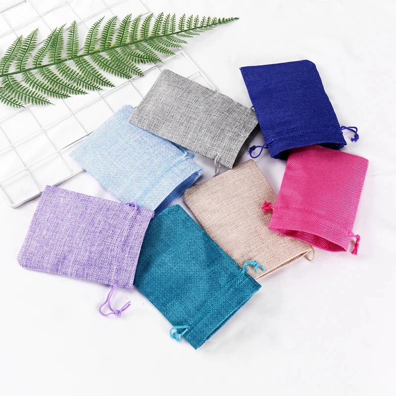 Custom Logo Gift Bag Printed Drawstring Pouch Jute Bags Round Base