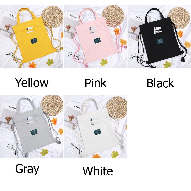 Custom Logo Gift Drawstring Cotton Tote Bag with String Custom Canvas Drawstring Backpack with Logo