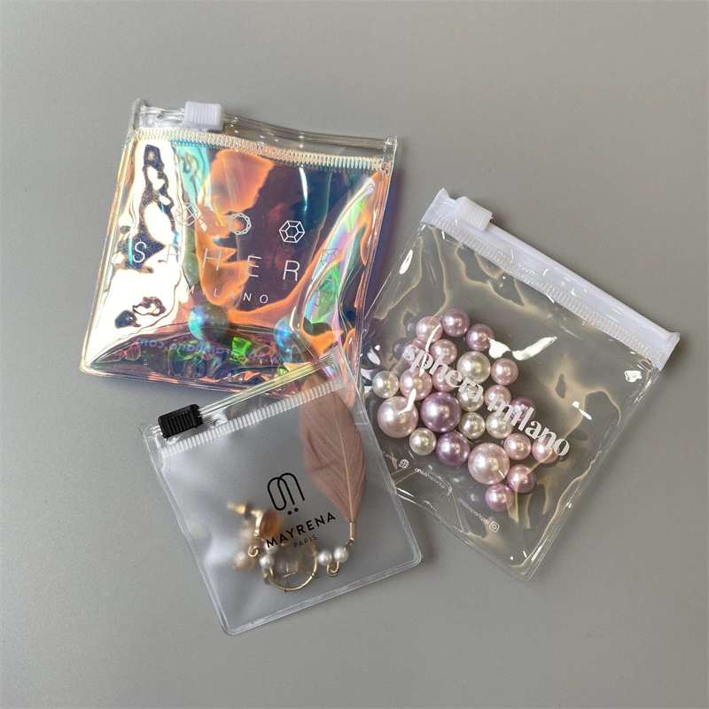 Custom Logo Mini PVC Plastic Jewelry Packaging Small Zip Lock Pouch Bag