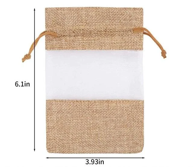 Custom Logo Natural Linen Organza Bag Burlap Gift Pouch Burlap Drawstring Candy Jute Bags