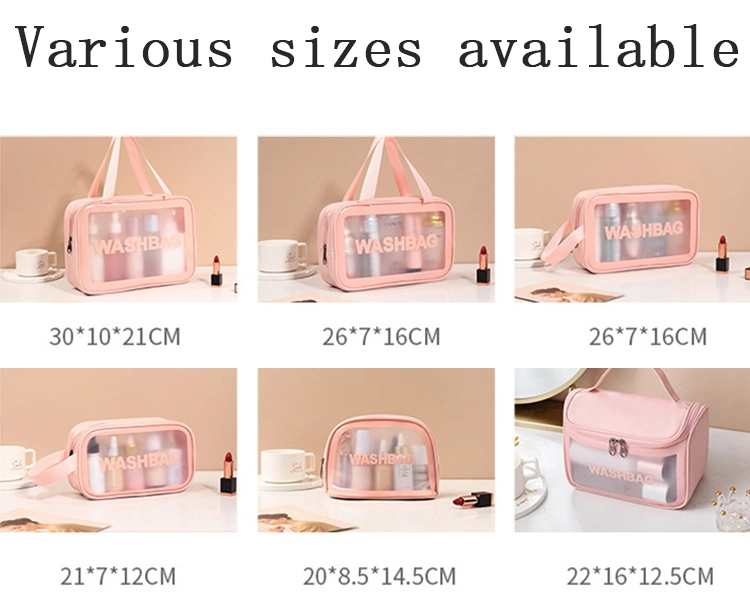 Custom Logo PU PVC Waterproof Trip Pouch Kits Women Luxury Beauty Makeup Bag Travel Clear Cosmetic Bags