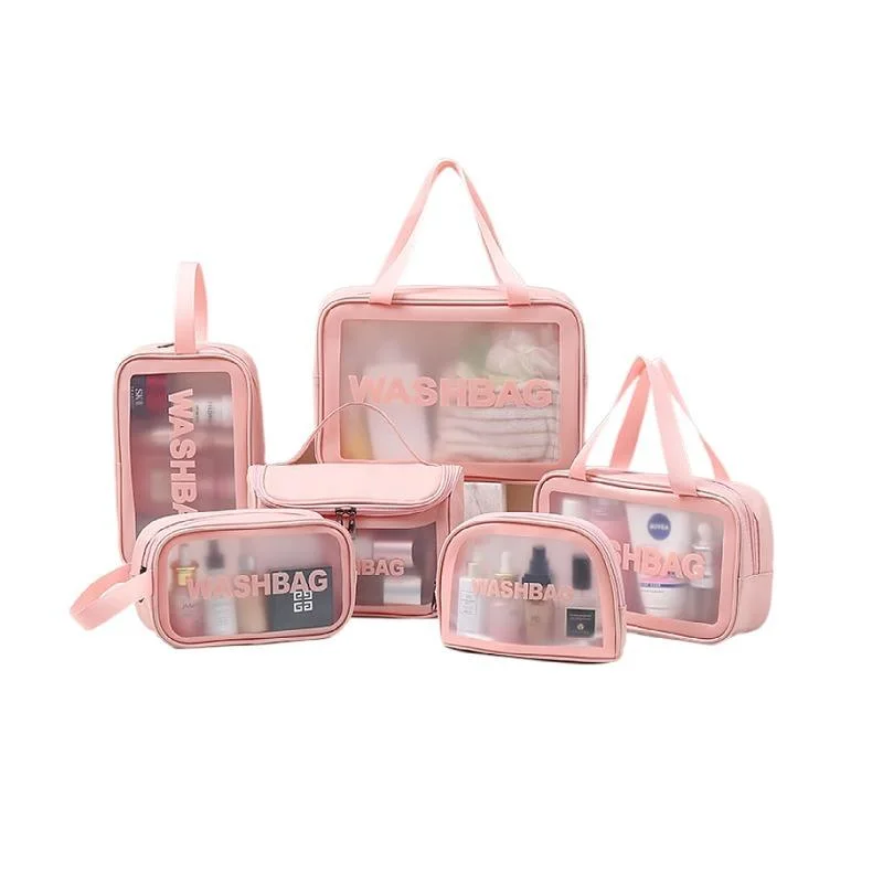 Custom Logo PU PVC Waterproof Trip Pouch Kits Women Luxury Beauty Makeup Bag Travel Clear Cosmetic Bags