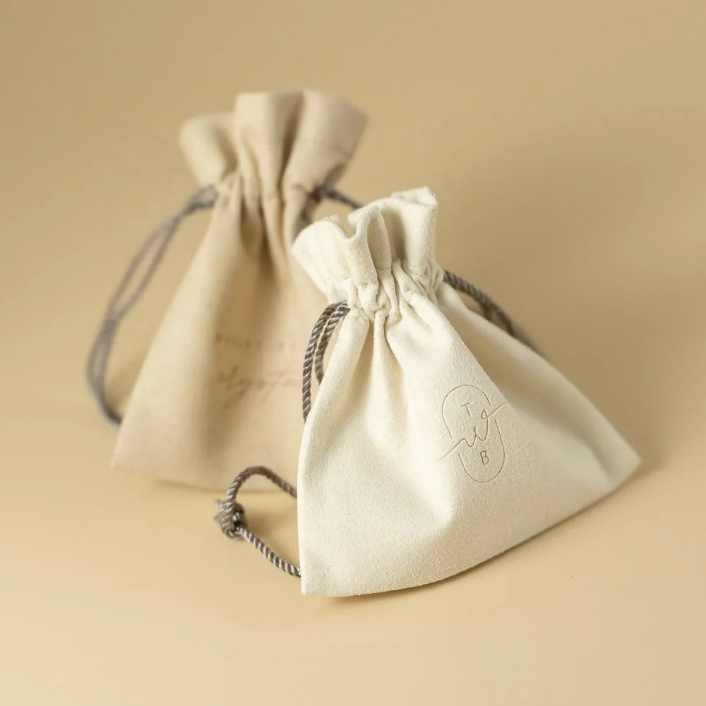 Custom Logo Printed Eco Friendly Velvet Microfiber Suede Small Drawstring Jewelry Pouch with Logo
