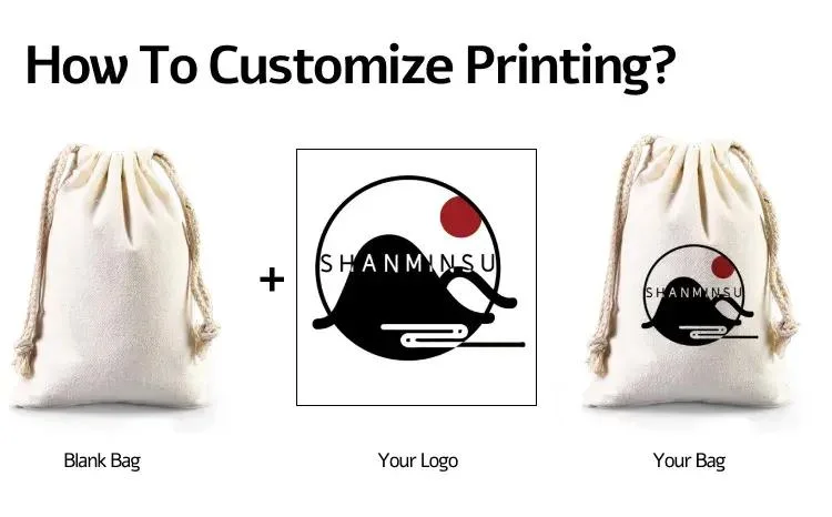 Custom Logo Printed Linen Cotton Canvas Bag Drawstring Bag