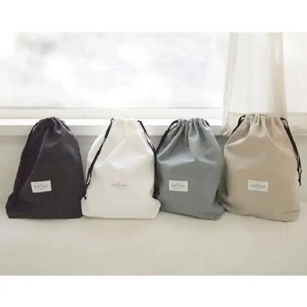 Custom Logo Printed Linen Cotton Canvas Bag Drawstring Bag