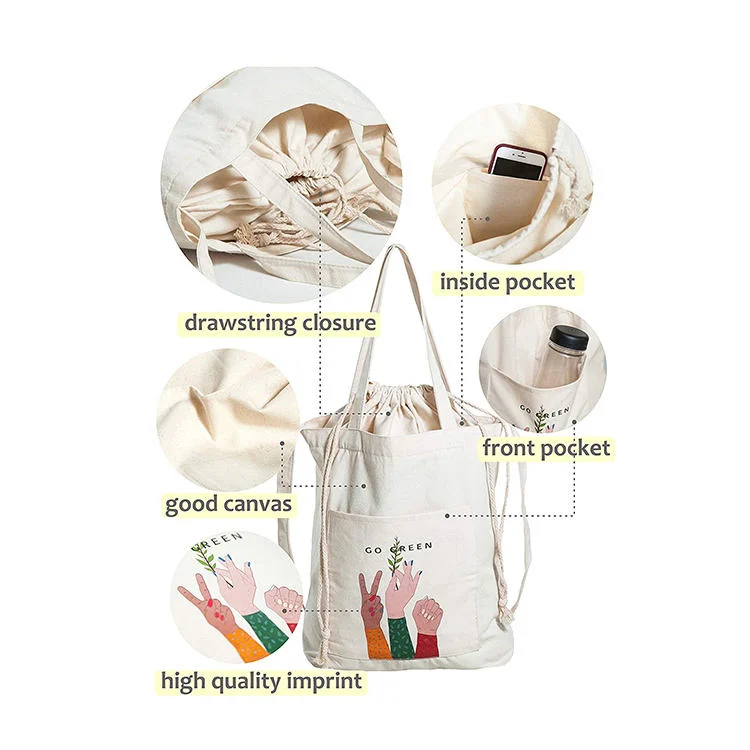 Custom Logo Reusable Shopping Bag Foldable Cotton Shopping Bags Eco Friendly