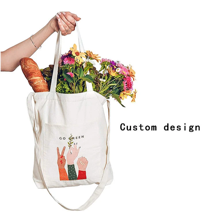 Custom Logo Reusable Shopping Bag Foldable Cotton Shopping Bags Eco Friendly