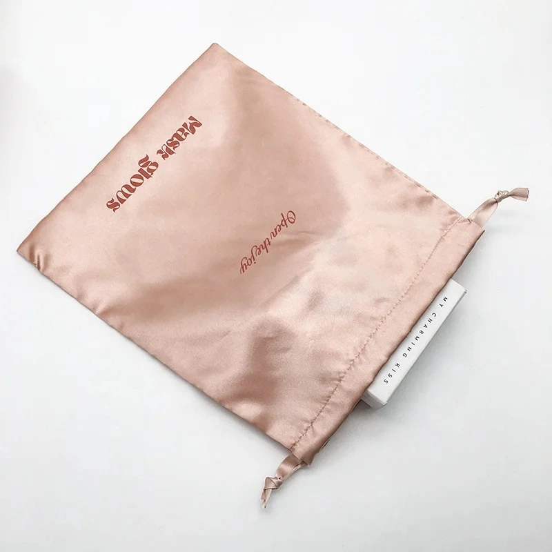 Custom Logo Satin Dust Bag Wholesale Rose Gold Luxury Satin Drawstring Bag