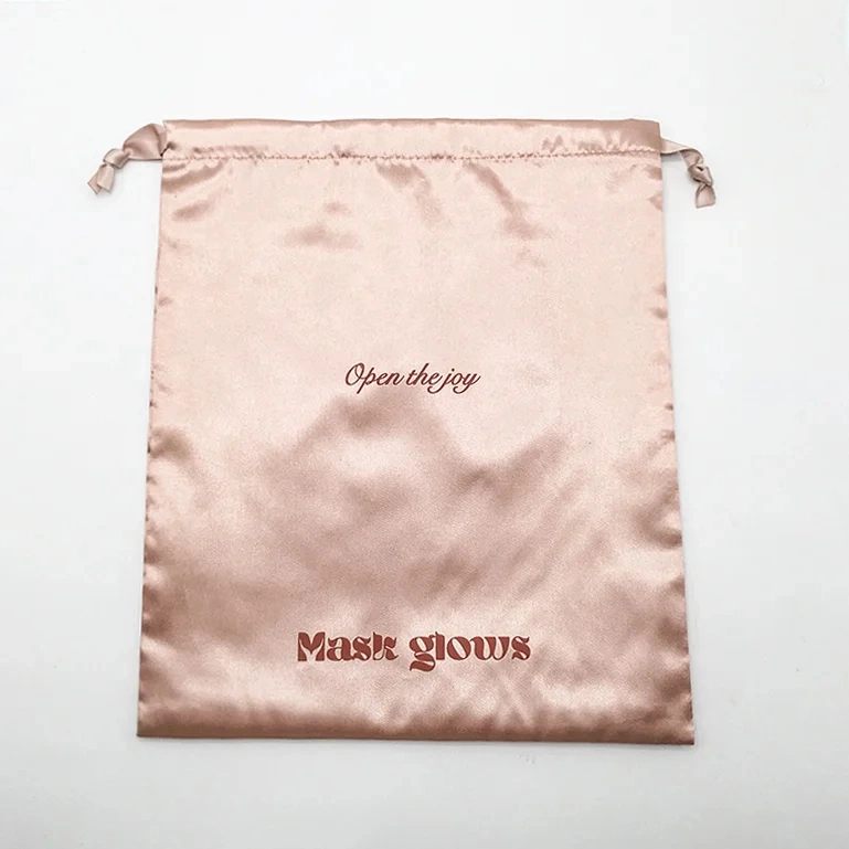 Custom Logo Satin Dust Bag Wholesale Rose Gold Luxury Satin Drawstring Bag