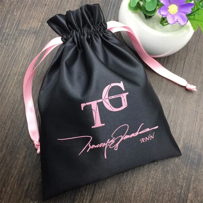 Custom Logo Satin Dust Bag Wholesale Rose Gold Luxury Satin Drawstring Bag