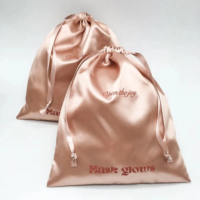 Custom Logo Satin Dust Bag Wholesale Rose Gold Luxury Satin Drawstring Bag