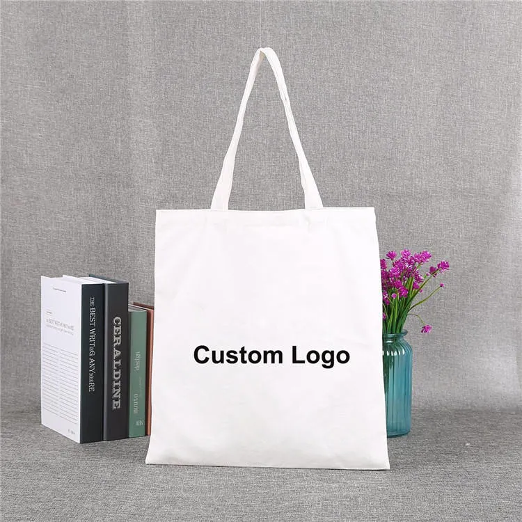 Custom Logo Size Printed Blank Shopping Bag Recycled Plain Cotton Canvas Tote Bag