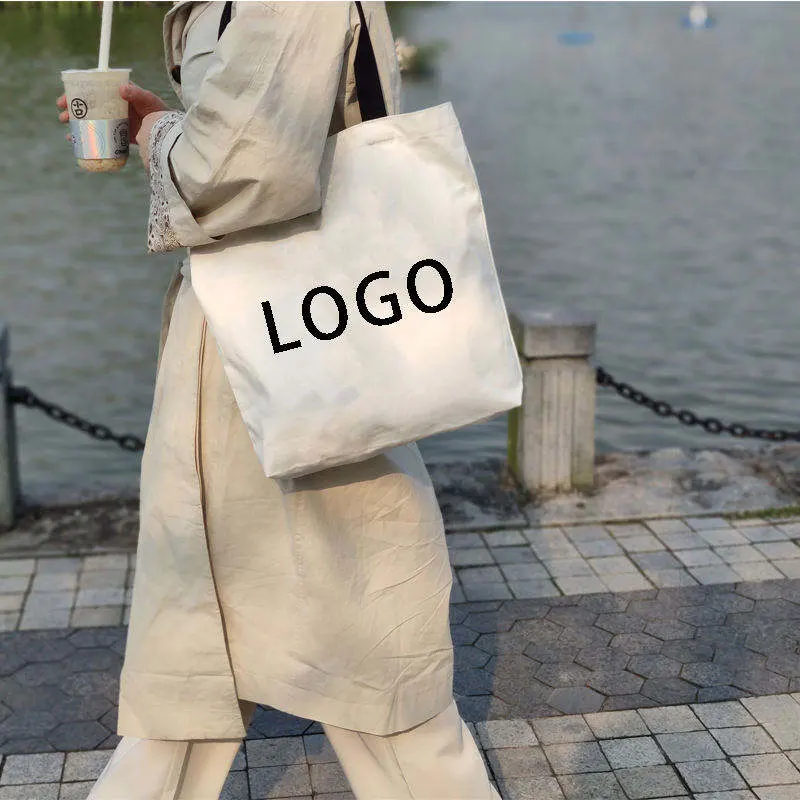 Custom Logo Size Printed Blank Shopping Bag Recycled Plain Cotton Canvas Tote Bag