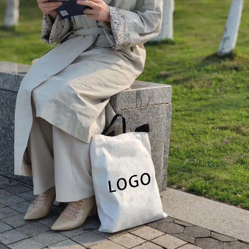 Custom Logo Size Printed Blank Shopping Bag Recycled Plain Cotton Canvas Tote Bag