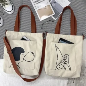 Alternative view of Custom Logo Size Printed Eco Friendly Recycled Plain Bulk Large Cotton Canvas Grocery Shopping Strap Tote Bag