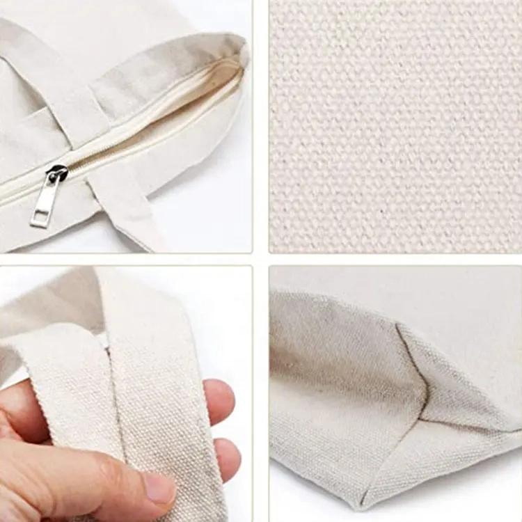 Custom Logo Size Printed Eco Friendly Recycled Plain Bulk Large Cotton Canvas Grocery Shopping Strap Tote Bag