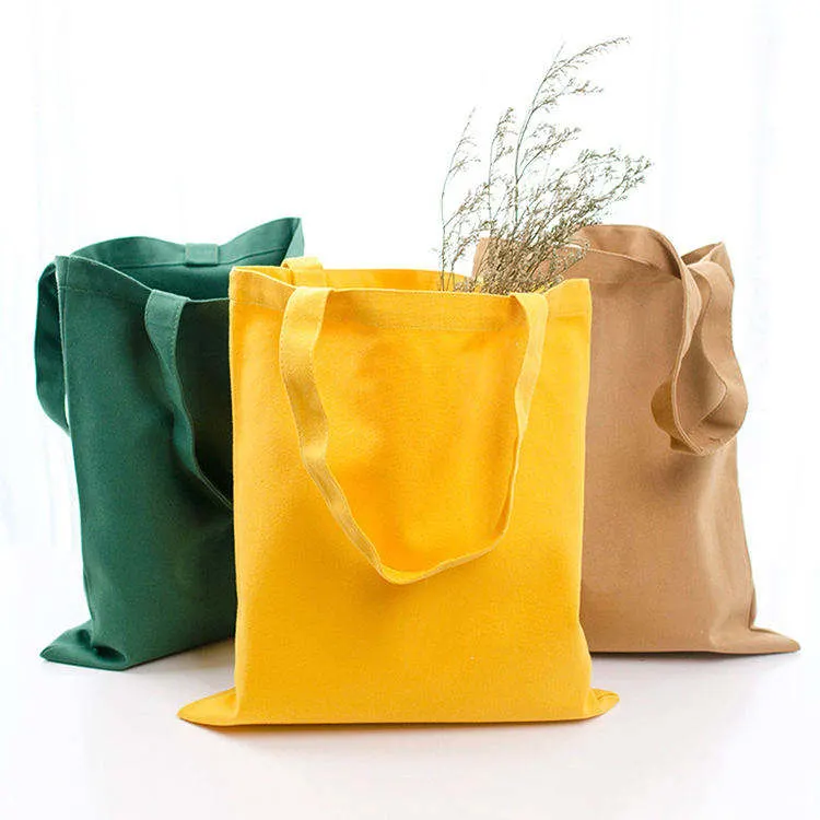 Custom Logo Size Printed Eco Friendly Recycled Reusable Plain Bulk Polyester Cotton Canvas Tote Bag