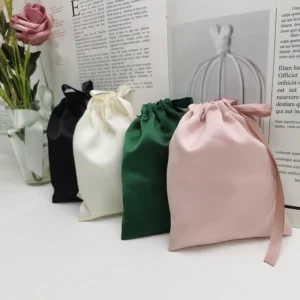 Custom Logo Soft Satin Silk Jewelry Gift Storage Package Pouch Drawstring Bag - Image 3