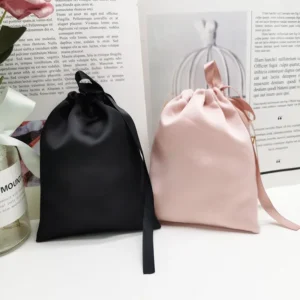 Custom Logo Soft Satin Silk Jewelry Gift Storage Package Pouch Drawstring Bag - Image 4