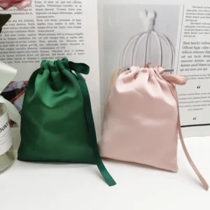 Custom Logo Soft Satin Silk Jewelry Gift Storage Package Pouch Drawstring Bag - Image 5