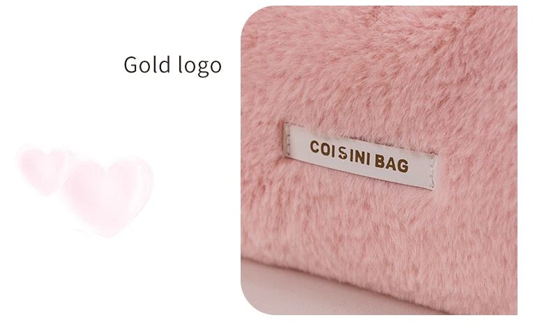 Custom Logo Travel Makeup Bag Cosmetic Storage Bag Furry Hand Bags