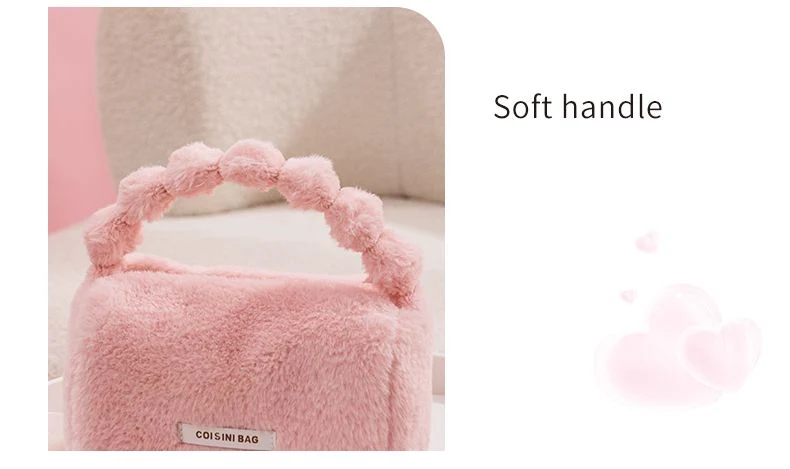 Custom Logo Travel Makeup Bag Cosmetic Storage Bag Furry Hand Bags