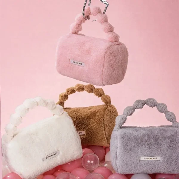 Custom Logo Travel Makeup Bag Cosmetic Storage Bag Furry Hand Bags