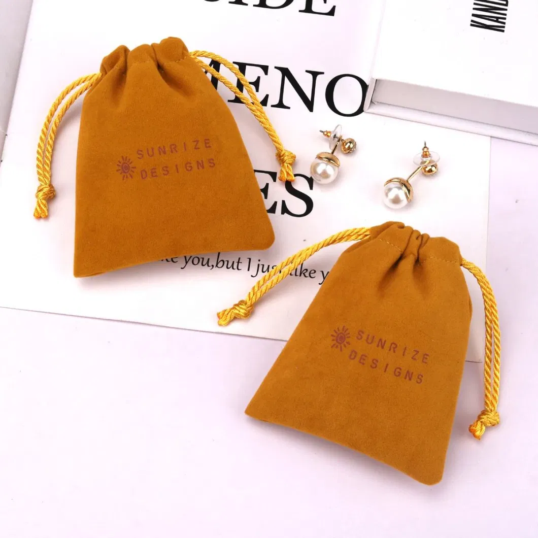Custom Logo Velvet Envelope Ring Earring Necklace Jewelry Pouch with Snap Button Velvet Jewelry Bag