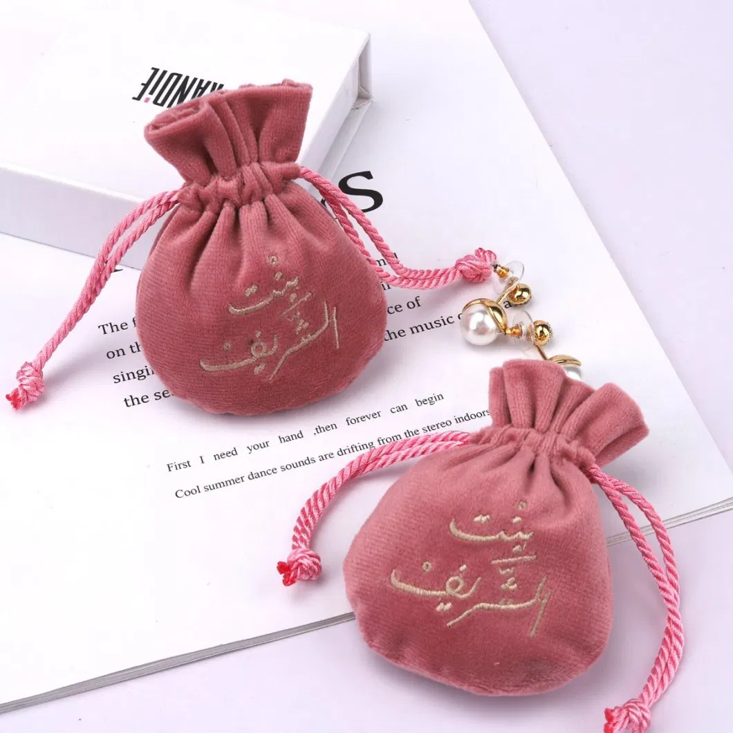 Custom Logo Velvet Envelope Ring Earring Necklace Jewelry Pouch with Snap Button Velvet Jewelry Bag