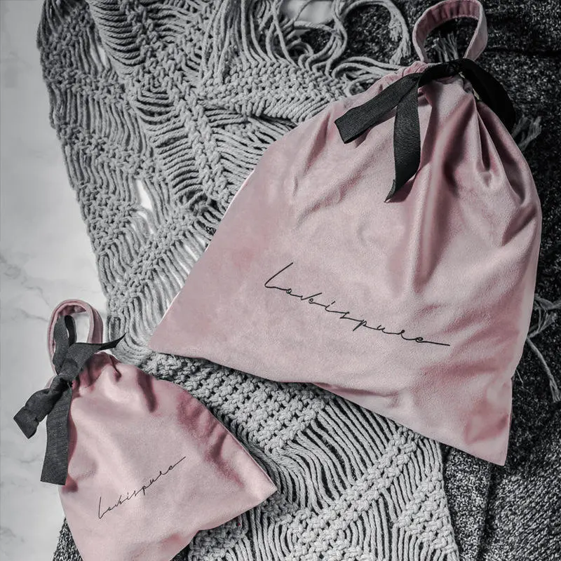 Custom Logo Velvet Jewelry Pouch Drawstring Dust Pouch Gift Cosmetic Packaging Velvet Dust Bag