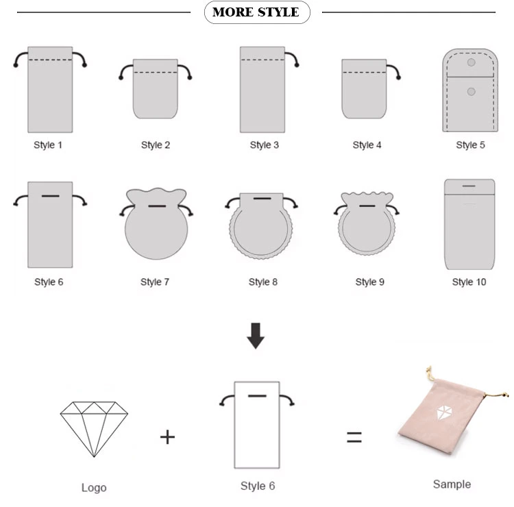 Custom Logo Velvet Jewelry Pouch Drawstring Dust Pouch Gift Cosmetic Packaging Velvet Dust Bag