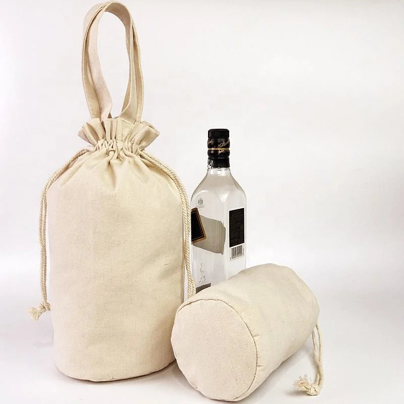 Custom Natural Canvas Drawstring Couch Round Bottom Drawstring Bag Handheld Cotton Bag Cosmetic Clothes Gift Bag - Image 4