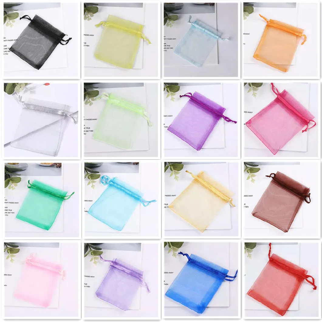 Custom Print Logo Sheer Organza Drawstring Gift Bags Packaging Organza Bags Jewelry Bags