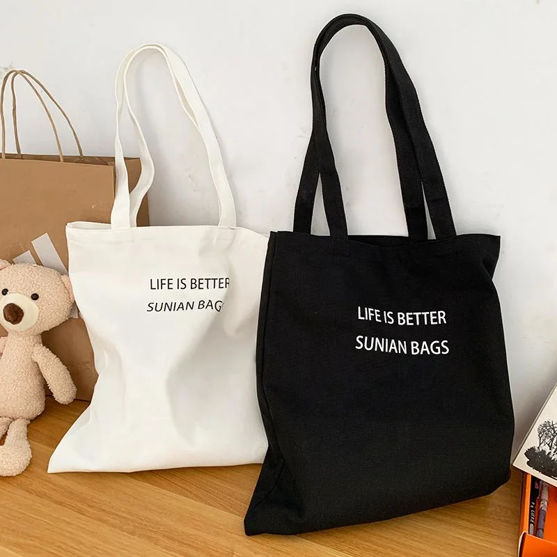 Custom Printed Blank Shopping Bag Plain Organic Cotton Canvas Tote Bag with Logo