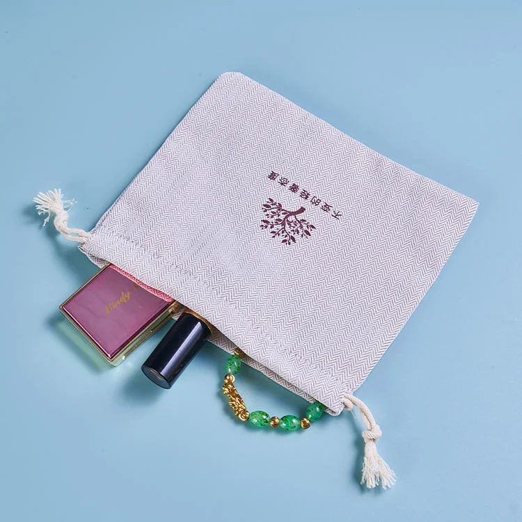 Custom Printed Environmental Cotton Canvas Bags Carrying Bag Fabric Pouch Jewelry Gift Packaging Pouch with Logo