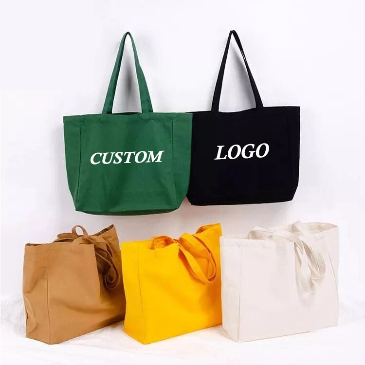 Custom Printed Extra Large Capacity Tote Bag with Logo Heavy-Weight Personalize Organic Shopping Bag