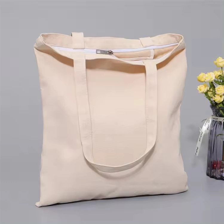 Custom Printed Logo Design Canvas Bag Pink Natural Color 100% Cotton