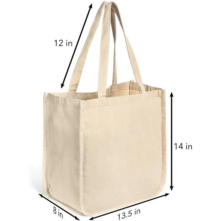 Custom Printed Logo Recycle Organic 100% Plain Cotton Shopping Bag Reusable Cotton Canvas Tote Bags