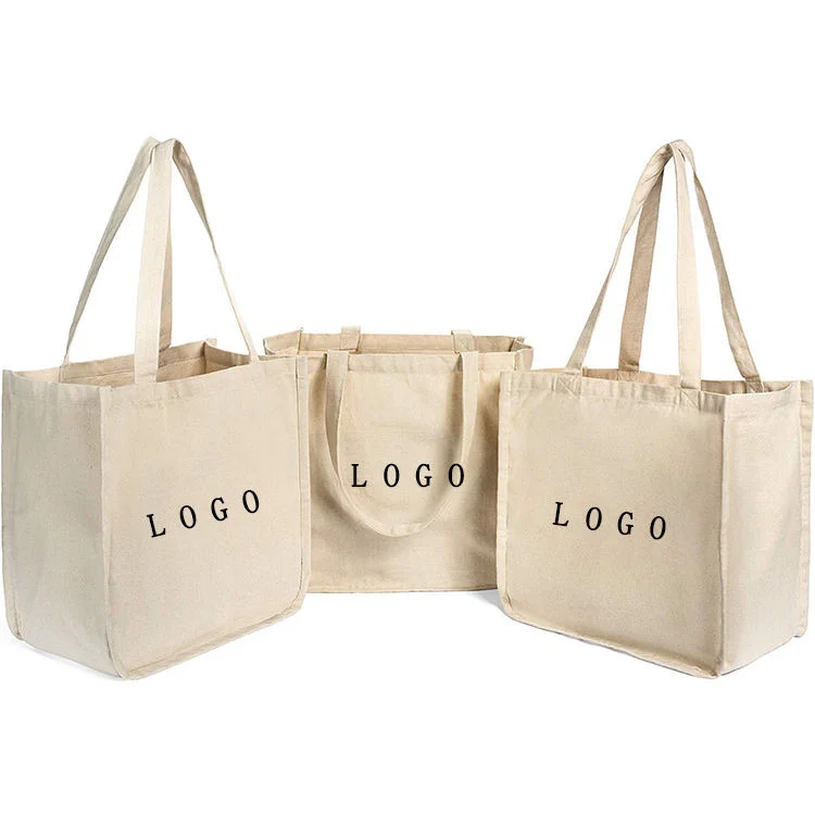 Custom Printed Logo Recycle Organic 100% Plain Cotton Shopping Bag Reusable Cotton Canvas Tote Bags