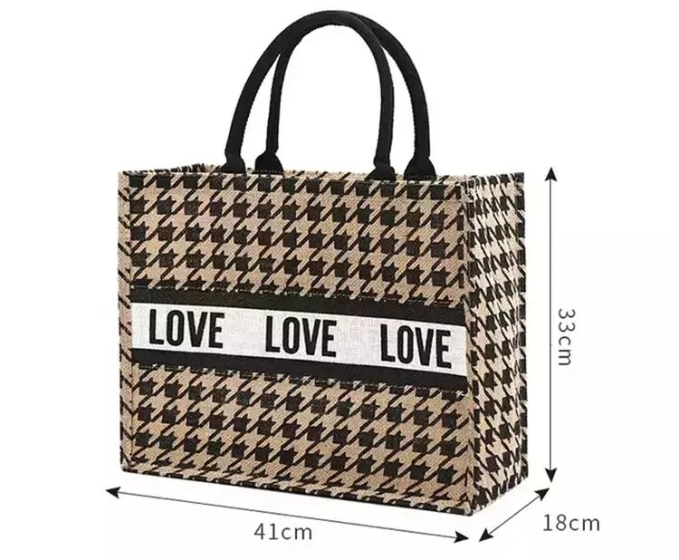 Custom Printed Shopper Bag Eco Friendly Burlap Jute Tote Beach Bag