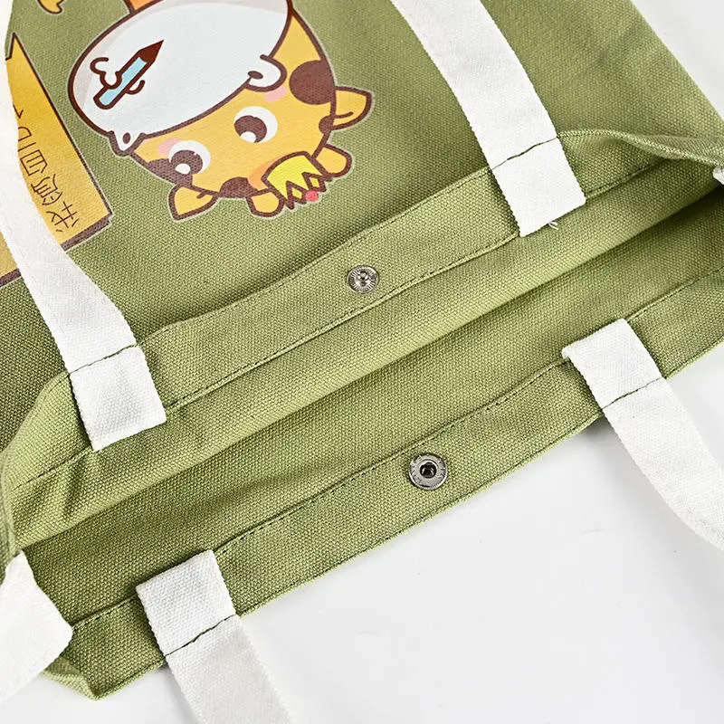 Custom Printing Women Cute Canvas Shoulder Bag Large Capacity Handbag with Logo