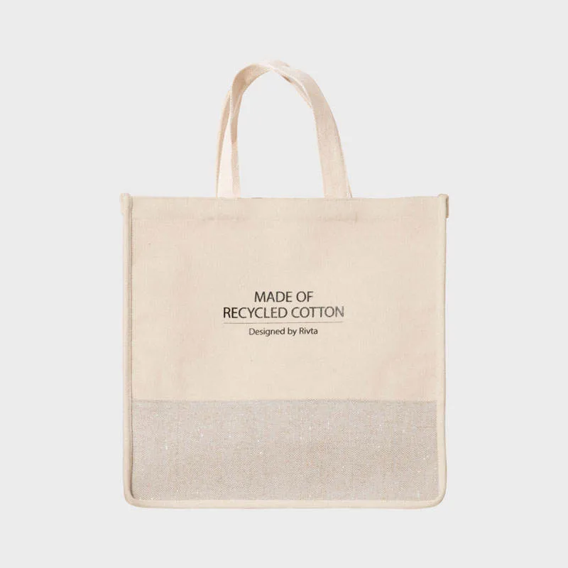 Custom Silk Screen Printed Recycled Cotton Large Canvas Tote Bag with Logo