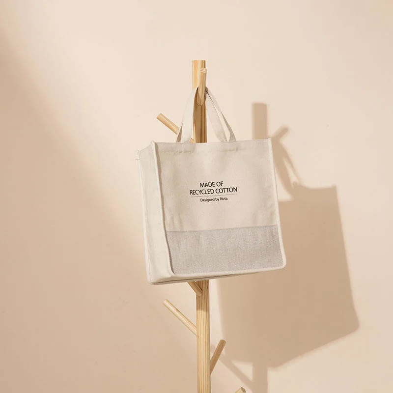 Custom Silk Screen Printed Recycled Cotton Large Canvas Tote Bag with Logo