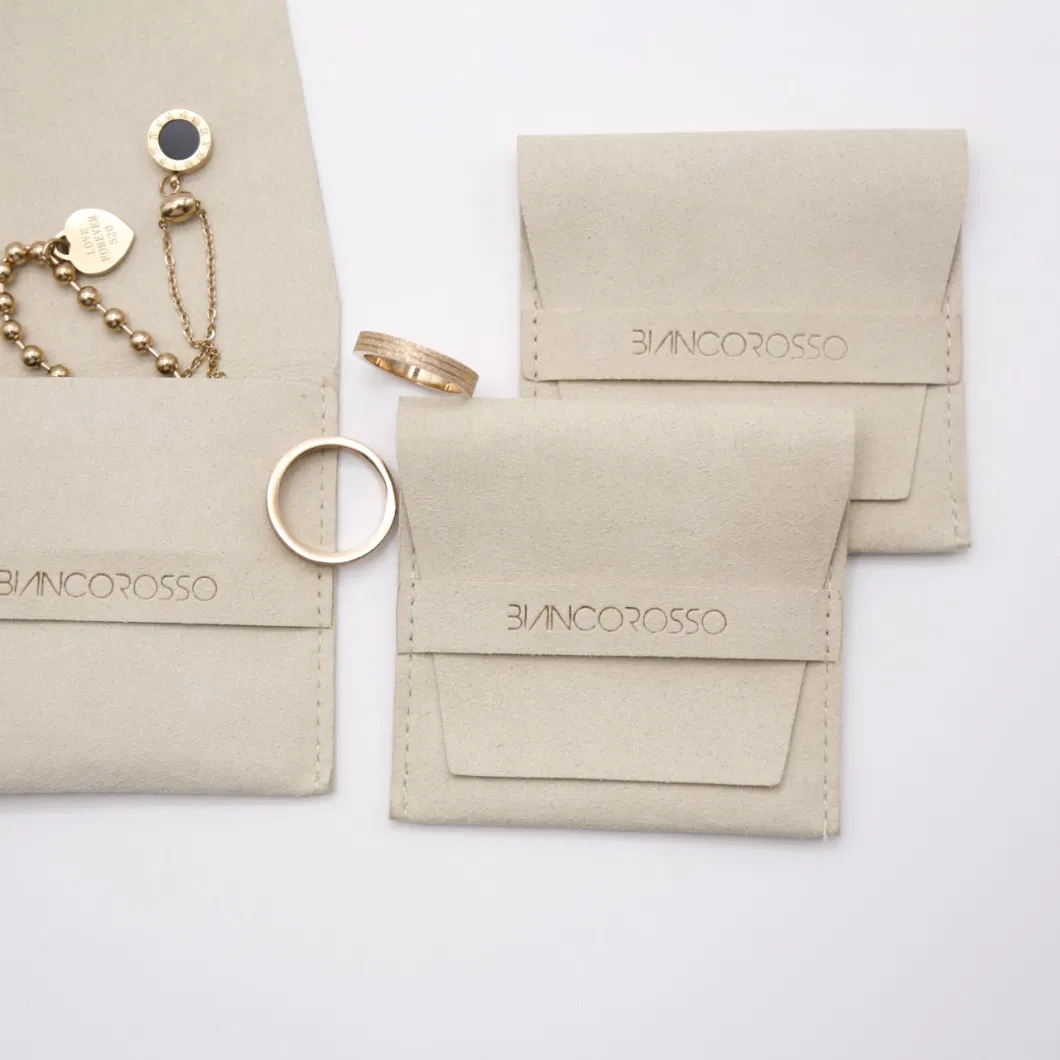 Custom Small Envelope Flap Package Pouch Luxury Microfiber Necklace Jewelry Bag