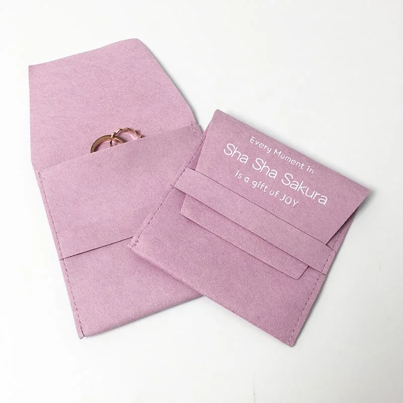 Custom Small Envelope Flap Package Pouch Luxury Microfiber Necklace Jewelry Bag